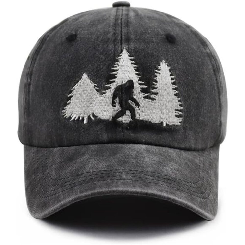 Bigfoot Hats for Men Women, Funny Adjustable Cotton Embroidered Sasquatch
